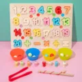 Jeu de correspondance de chiffres en bois Montessori jouet éducatif de pêche magnétique pour enfants. - Tableau de pêche et d'association de chiffres 0-20