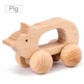 Holz Baby Schiebewagen, süßes Schweinchen Design, Naturholz Spielzeug für Kleinkinder. - Schwein