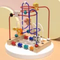 Wooden bead maze toy for toddlers featuring cute animal blocks and colorful wire tracks. - New Small Animal 3-Wire Bead Maze
