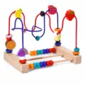 Wooden bead maze toy for toddlers, colorful fruit design Montessori educational toy. 22.5x15x22.5cm - Fruit 2-Wire Bead Maze