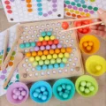 Montessori wooden bead sorting game and fine motor skills training toy for kids education - Standard Type
