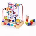 Wooden bead maze toy for babies, early educational Montessori toddler gift with multi colors. - Animal 3-Wire Bead Maze and Wiggle Worm