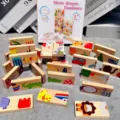 Wooden Animal Dominoes Puzzle Blocks Set Fun Educational Learning Toys for Kids - 28 Patches