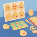 Wooden early education expression matching puzzle toy for toddlers attention training kids. - Expression Matching Style