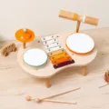 Kids wooden multi-functional musical toy set with xylophone drums and cymbal for early learning. - Multifunctional Percussion Instrument