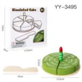 Wooden simulated cake cutting toy for kids kitchen play, educational interactive toy set with box. - Matcha