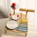 Wooden multi-functional musical toy for kids, baby early education percussion instrument set. - Multifunctional Cat Drum Set