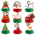 Weihnachtstisch Wabenbälle Dekoration Set, Santa Schneemann Tannenbaum Papierornamente. - Waben-Ornamente 9er Pack (L-0078)
