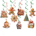 Christmas gingerbread man hanging swirl decorations party decor set festive ornaments - Hanging Swirls Set (J-0412)