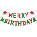 Rot Gruene Weihnachts Geburtstag Banner Glitzer Buchstaben Party Haengen Dekoration Set - Banner (SD-10-L0003)