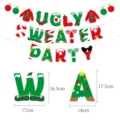 Christmas ugly sweater party banner decoration set featuring letter cards with clear dimensions. - Ugly Sweater Party Banner (L-0036-1)