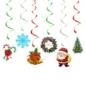 Weihnachten Hängedekoration Set Spirale mit Weihnachtsmann Baum Schneeflocke Kranz für Party. - Hängende Spiralen 6er Set (mys0170)