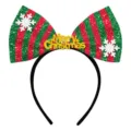 Christmas Bowknot Headband Red Green Striped Hair Hoop Festive Party Costume Props - Striped Merry Christmas Style (J-0612-3)