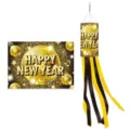 New Year Party Windsock Flag Disco Ball Outdoor Garden Hanging Decoration Set Banner Prop - Style 1 (J-0610-1)