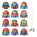 Christmas ugly sweater party decoration set with twelve pieces festive vase insert props - Ugly Sweater Vase Insert Set (Y-00454) / 12PCS