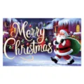 Christmas party background banner with Santa Claus snow village festive hanging fabric decor - Christmas Backdrop - Style 2 (W-00087-2) / 180x110cm
