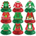 Christmas ugly sweater honeycomb centerpieces set, festive table decorations for holiday party. - 9 Pieces Honeycomb Centerpieces (L-00185)