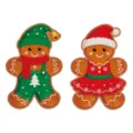 Christmas gingerbread man table placemat set, festive holiday party dining table decor. - Gingerbread Man (L-00554) / Two-Piece Set / Multicolor