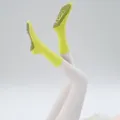 Women yoga socks anti-slip pilates fitness sports solid color yellow mid tube variant - One Size / Lime Yellow