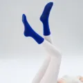 Solid color blue yoga grip socks with non-slip sole for professional pilates and fitness. - One Size / Magpie Blue