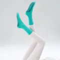 Mint green non-slip yoga socks for women, breathable pilates fitness sports crew socks. - One Size / Lake Blue