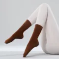 Brown yoga socks pilates grip socks mid-calf non-slip athletic fitness footwear option - One Size / French Coffee