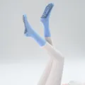 Light blue yoga socks with anti-slip grip dots, breathable pilates and fitness socks. - One Size / Caihe Blue