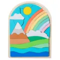Planche puzzle arc-en-ciel en bois pour enfants, jouet éducatif empilable montessori bambin. - Arc-en-Ciel Nuage
