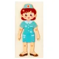 Wooden 3D nurse puzzle board for kids, educational cognitive toy with numbered pieces. - Cartoon Nurse Pink