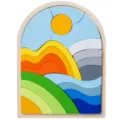 Plateau de puzzle arc-en-ciel en bois pour enfants, jouet educatif d'apprentissage geometrique. - Lever de Soleil Arc-en-ciel