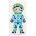 Wooden 3d puzzle toy for kids, educational astronaut stacking board with number blocks. - Astronaut