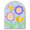 Puzzle en bois arche pour enfants, jouet éducatif floral pastel, apprentissage. - Floral Arc-en-ciel