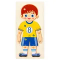 Wooden 3D cartoon boy puzzle educational toy for kids toddler number cognitive board - Athlete