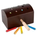 Montessori wooden magnetic catching worm game toy for kids color matching hand eye coordination - Coffee