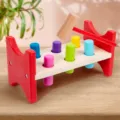 Wooden pounding bench toy for kids early education hand-eye coordination colorful pegs. - Six-Rod Pounding Bench