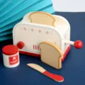 Set giocattolo tostapane in legno per bambini cucina finta pane burro barattolo regalo ragazzo - Macchina del pane
