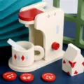 Set macchina da caffè in legno per bambini gioco di ruolo cucina giocattoli regalo - Macchina da caffè