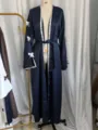 Women satin long robe cardigan casual navy blue sleepwear loungewear elegant outerwear - One Size / Robe / Navy Blue