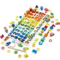 Wooden educational toy seven in one Montessori math alphabet shape fishing board for kids. - Alphabet Traffic Board
