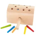 Wooden magnetic catching worms montessori educational toy for kids color matching training - Natural Wood Color