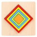 Wooden geometric puzzle toy for kids, colorful shape sorting stacking board variant. - Square