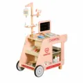Wooden doctor medical trolley toy set for kids, pink hospital role play game playhouse 85cm - Medical Toy Trolley