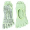 Light green five-finger yoga socks with anti-slip grip dots and breathable cutout design. - One Size (35-40) / Fluorescent Green