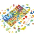 Wooden educational toy set with numbers dinosaurs and fishing game for kids learning - Dinosaur World Logarithm Board