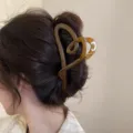 Molla per capelli a cuore color ambra da donna, grande fermaglio elegante per acconciature. - 10# Marrone giallastro