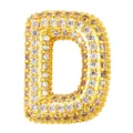Gold plated bubble letter D pendant micro pave cubic zirconia hip hop fashion jewelry charm - Letter D Style (T01302)
