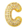 Gold plated bubble letter C pendant micro pave CZ charm fashion jewelry accessory for women DIY - Letter C Style (T01304)