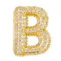 Cross-border 18K gold plated bubble letter micro-pave rhinestone pendant fashion jewelry accessory - Letter B Style (T01311)