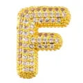 Gold-plated bubble letter F pendant, micro-paved cubic zirconia stylish jewelry accessory. - Letter F Style (T01318)
