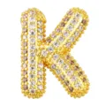 18K Gold Plated Bubble Letter K Pendant Micro Paved Cubic Zirconia Fashion Hip Hop Jewelry - Letter K Style (T01314)